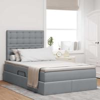 Opslag bed met matras Lichtgrijs 120 x 190 cm Nep Leer