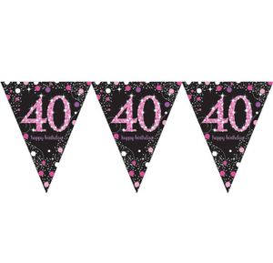 Happy Birthday vlaggenlijn 40 jaar sparkling pink