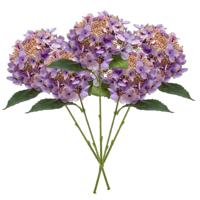 Kunstbloem Hortensia tak - 5x - 50 cm - paars - kunst zijdebloem - Hydrangea - decoratie bloem