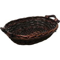 Broodmand ovaal - bruin - 34 x 26 x 9 cm - mandje rotan/riet