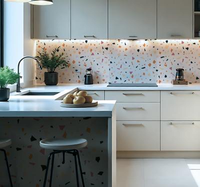 Grijs terrazzo vel keuken muursticker