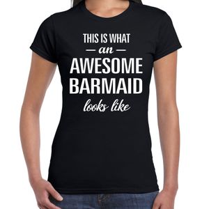 Awesome barmaid / barvrouw cadeau t-shirt zwart dames