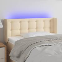 Hoofdbord LED 103x16x78/88 cm stof crèmekleurig
