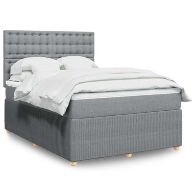 Boxspring met matras stof lichtgrijs 140x190 cm