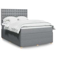 Boxspring met matras stof lichtgrijs 140x190 cm