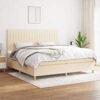 Boxspring met matras stof crèmekleurig 200x200 cm