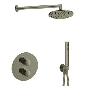Regendoucheset Inbouw Salenzi Giro R Muur Uitloop Gegalvaniseerd Messing Zwart Chroom 30 cm OP=OP