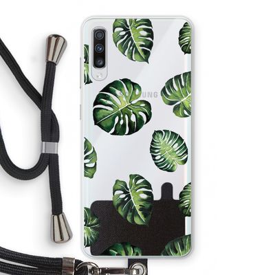 Tropische bladeren: Samsung Galaxy A70 Transparant Hoesje met koord