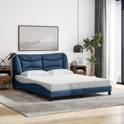 Bedframe zonder matras stof blauw 160x200 cm