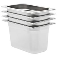 Gastronormbakken 4 st GN 1/4 150 mm roestvrij staal