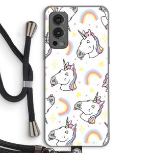 Rainbow Unicorn: OnePlus Nord 2 5G Transparant Hoesje met koord