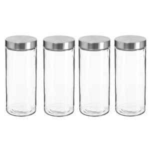 4x stuks voorraadbussen/voorraadpotten 2L glas met RVS deksel