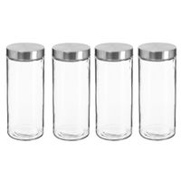 4x stuks voorraadbussen/voorraadpotten 2L glas met RVS deksel