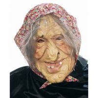 Latex masker oude vrouw verkleed accessoire - thumbnail