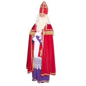 Sinterklaas kostuum polyesterfluweel met koker mijter voor volwassenen One size  -