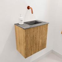 Toiletmeubel Mondiaz Joya Dlux | 40 cm | Meubelkleur Oak | Faye wastafel Sombra Wasbak Rechts | Zonder kraangat(en)
