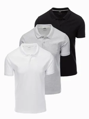 Italian Style - Heren Poloshirts - Zwart Grijs Wit - 3 stuks