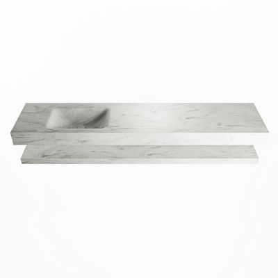 MONDIAZ ALAN-DLUX 200cm planchet Opalo. Vrijhangende wastafel CLOUD links 1 kraangat, kleur Opalo.