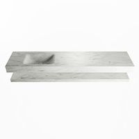 MONDIAZ ALAN-DLUX 200cm planchet Opalo. Vrijhangende wastafel CLOUD links 1 kraangat, kleur Opalo.