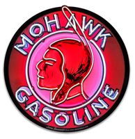 Mohawk Gasoline Neon Look Zwaar Metalen Bord - 40 cm ø - thumbnail