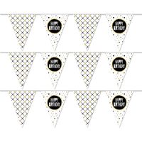 3x Vlaggenlijnen Happy Birthday metallic feest slinger 10 meter