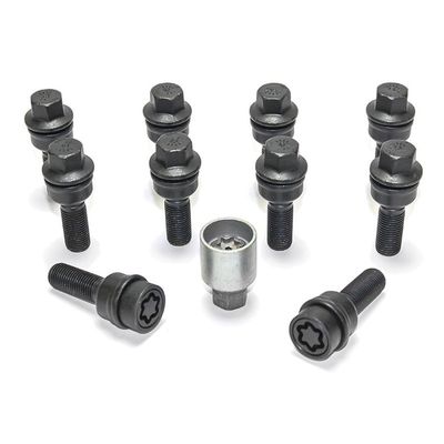 H&R Wielboutenset bolkonisch R14 M14x1.50 - Lengte 41mm - Zwart - 10 stuks (bv. Audi Q3, Q5) - incl. HRB1454107ASET