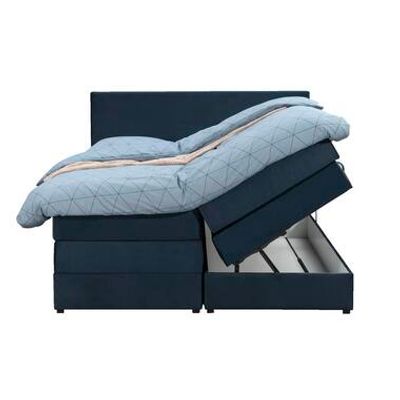 Boxspring met opbergruimte Liv egaal - blauw - 180x200 cm - Leen Bakker