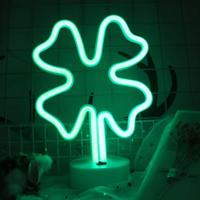 Klavertje vier romantische Neon LED vakantie licht met houder warme Fairy decoratieve Lamp nachtlampje voor kerst huwelijk Party slaapkamer (groen