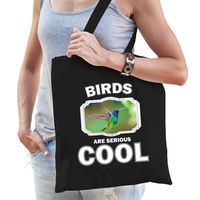 Dieren kolibrie vogel tasje zwart volwassenen en kinderen - birds are cool cadeau boodschappentasje