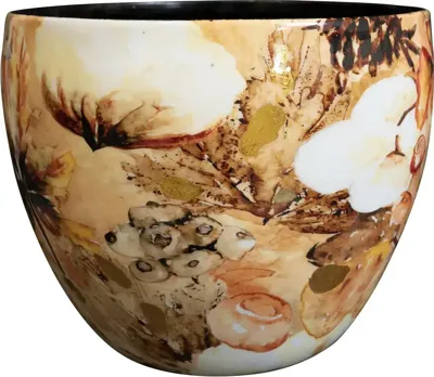 TS Collection bloempot cotton metaal 21x16cm cream