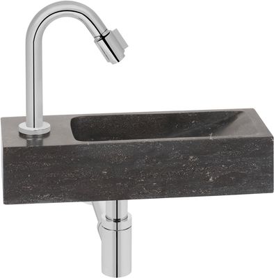 Saqu Nature Collection fonteinset met chromen kraan links natuursteen