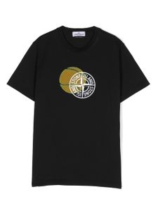 Stone Island Junior t-shirt à logo imprimé - Noir