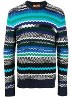 Missoni pull en laine mélangée à motif zig-zag - Bleu