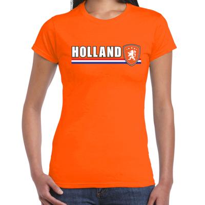 EK / WK supporter T-shirt - dames - oranje - Leeuw - Holland vlag - Koningsdag
