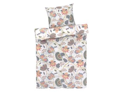 LIVARNO home Satijnen dekbedovertrek 140 x 200 cm (Bloemen/wit)