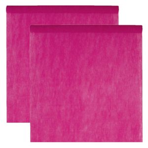 Feest tafelkleed op rol - 2x - fuchsia roze - 120 cm x 10 m - non woven polyester