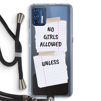 No Girls Allowed Unless: Motorola Moto G9 Plus Transparant Hoesje met koord