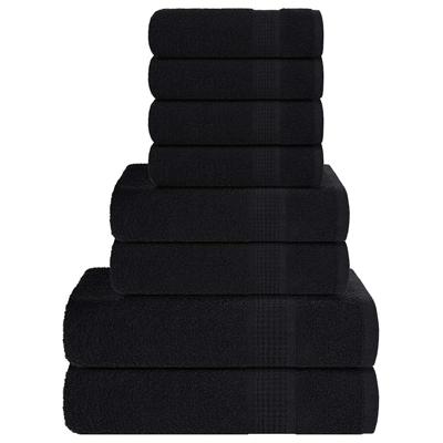 VidaXL 8-delige handdoekenset 360 g/m² 100% katoen zwart