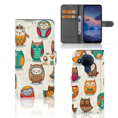 Nokia 5.4 | Telefoonhoesje | Met pasjeshouder | Vrolijke Uilen