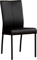 Rode leren moderne eetkamerstoel Comfort - poot rond zwart - Toledo Leer Red (rood leer)