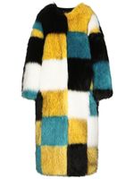 Dolce & Gabbana check-pattern faux-fur coat - Jaune