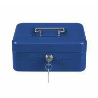 AMIG Geldkistje met 2 sleutels - blauw - staal - 20 x 16 x 7 cm - inbraakbeveiliging - Geldkistjes - thumbnail