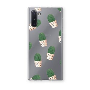 Cactusprint roze: Samsung Galaxy Note 10 Transparant Hoesje