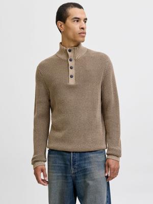 Jack & Jones Jjethan Knit High Neck Trui Crockery Twist W. Canteen. Button Jack & Jones Jjethan Knit High Neck Trui Crockery Twist W. Canteen. Button