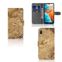 Huawei Y6 (2019) | Bookcase | Marmer Creme | Portemonnee hoesje Huawei Y6 (2019) | Bookcase | Marmer Creme | Portemonnee hoesje