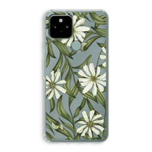 Wit bloemenpatroon: Google Pixel 5 Transparant Hoesje