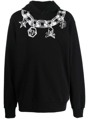 Philipp Plein hoodie à imprimé chaines - Noir