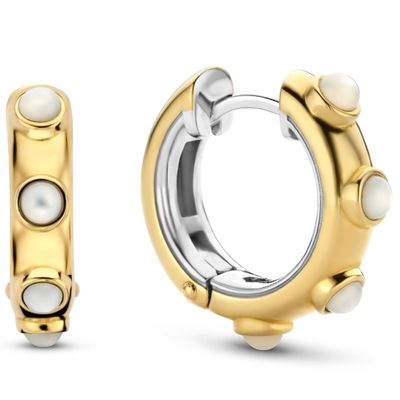 TI SENTO-Milano 7873MW Oorringen Mother of Pearl zilver goudkleurig-wit 5,5 x 18 mm