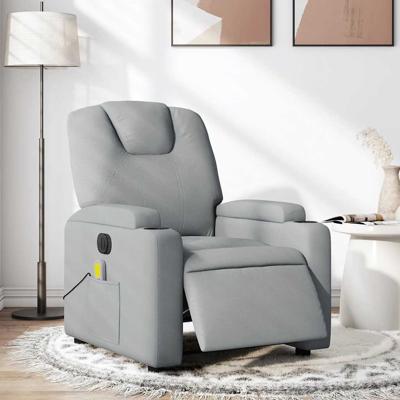 Massagestoel elektrisch verstelbaar stof lichtgrijs