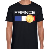 France / Frankrijk landen shirt met gouden medaille en Franse vlag zwart voor heren 2XL  -